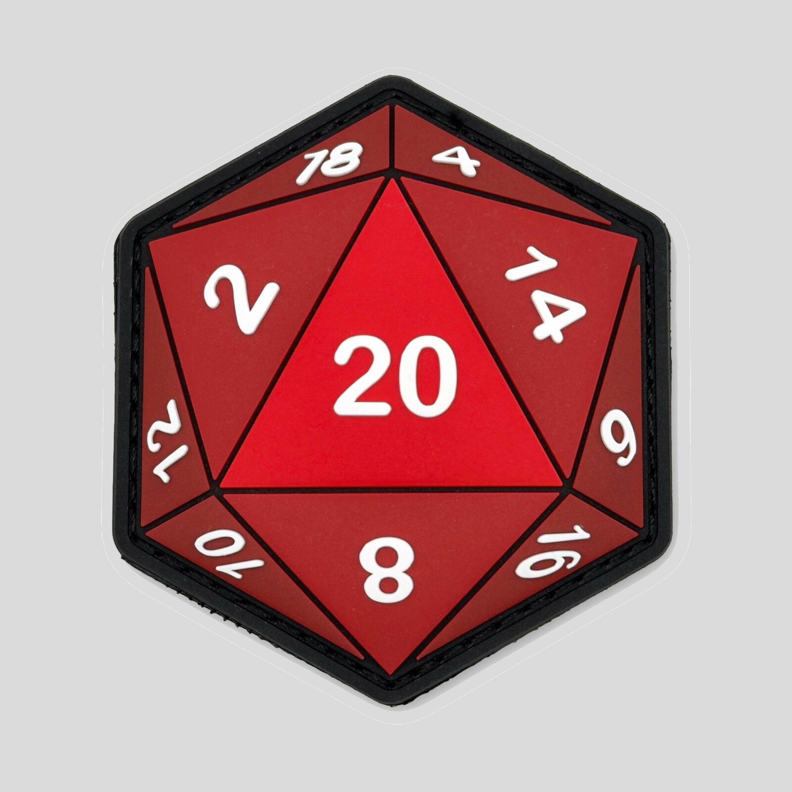 Natural 20 D20 Red Glow in the dark PVC morale patch by Patch Fiend