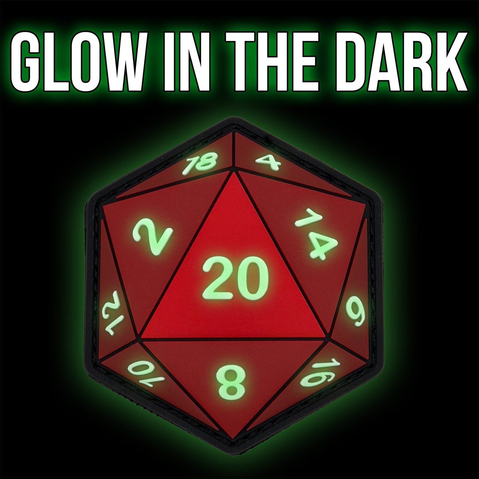 D20 patch numbers glowing green in the dark by Patch Fiend