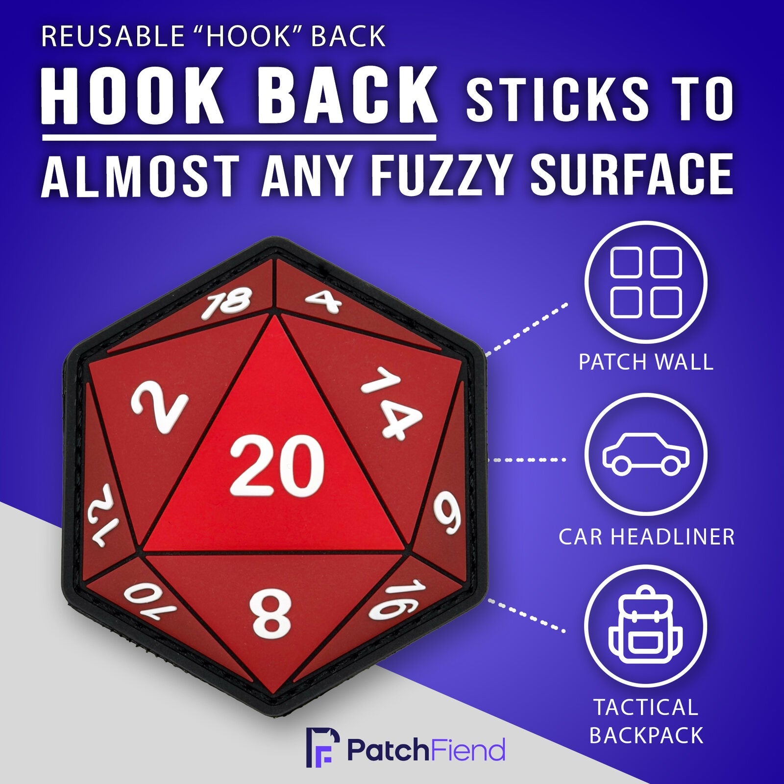 D20 glow in the dark morale patch on gear by Patch Fiend