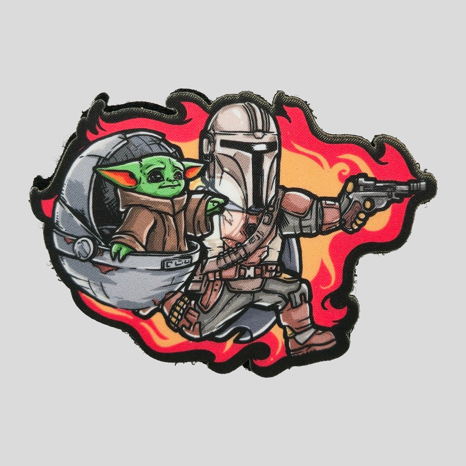 Mandalorian and The Child flame dye-sublimation morale patch by Mojo Tactical