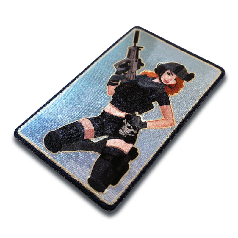 "Jess" -  The Redhead Black Ops Modern Pin-up Girl Embroidery Morale Patch