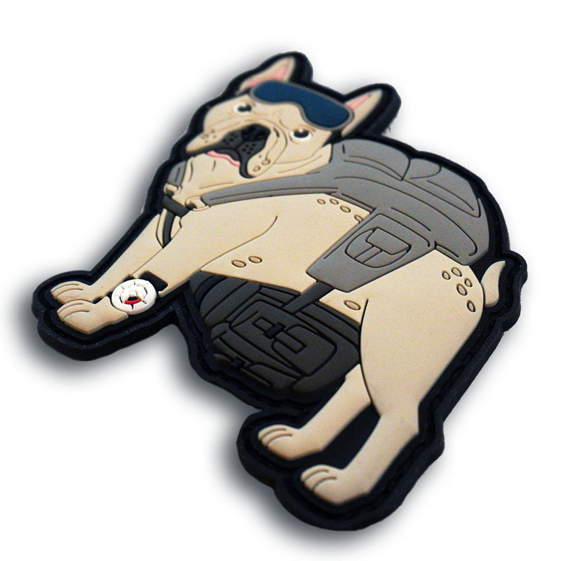 "Frenchie" - Paratrooper French Bulldog Morale Patch_Durable Rubber_details