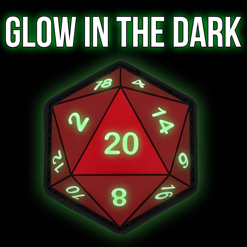 D20 patch numbers glowing green in the dark by Patch Fiend