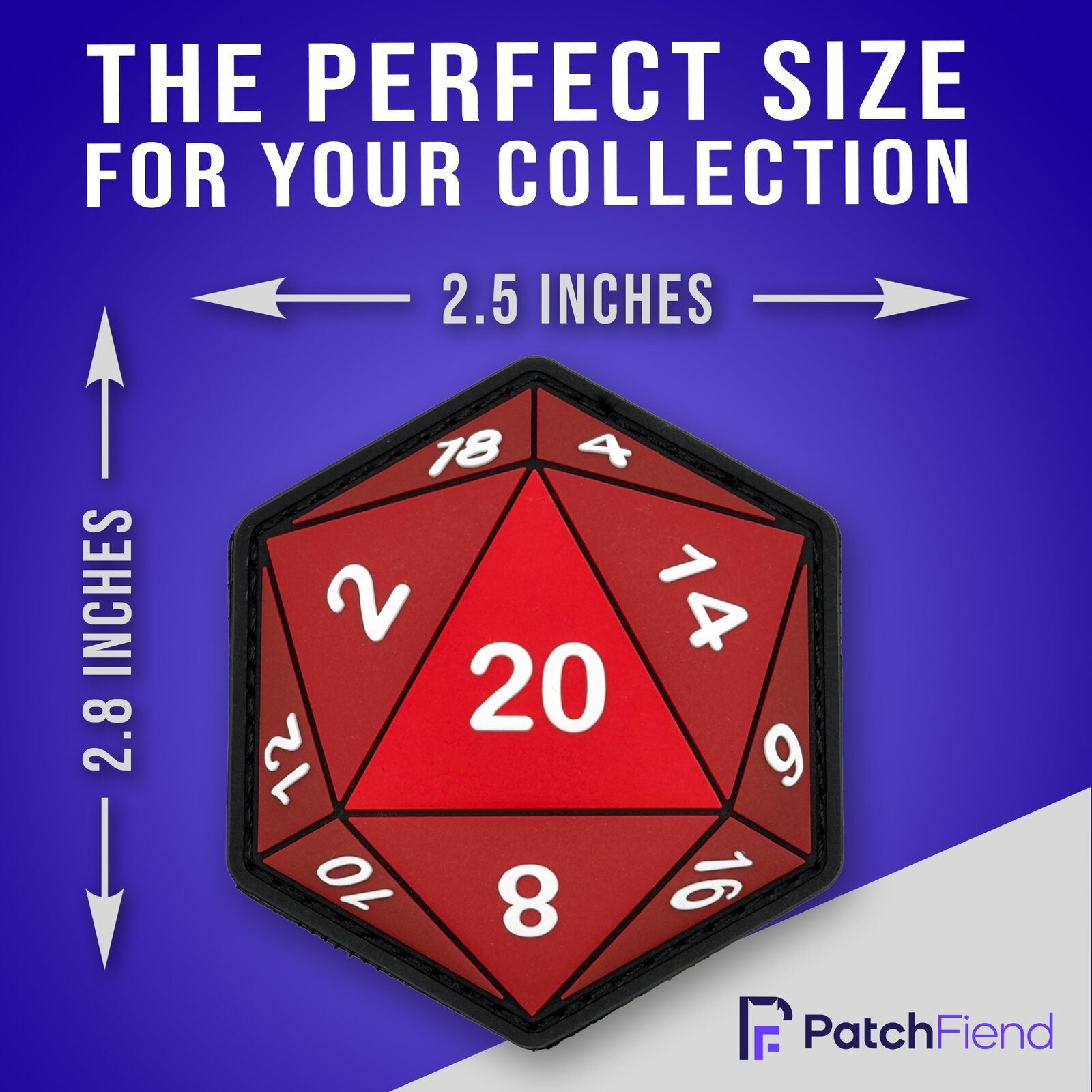 D20 glow patch size 2.5 by 2.8 inches by Patch Fiend