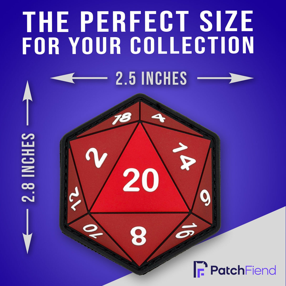 D20 glow patch size 2.5 by 2.8 inches by Patch Fiend