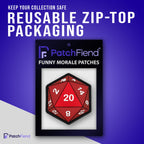D20 glow in the dark patch on a bag by Patch Fiend