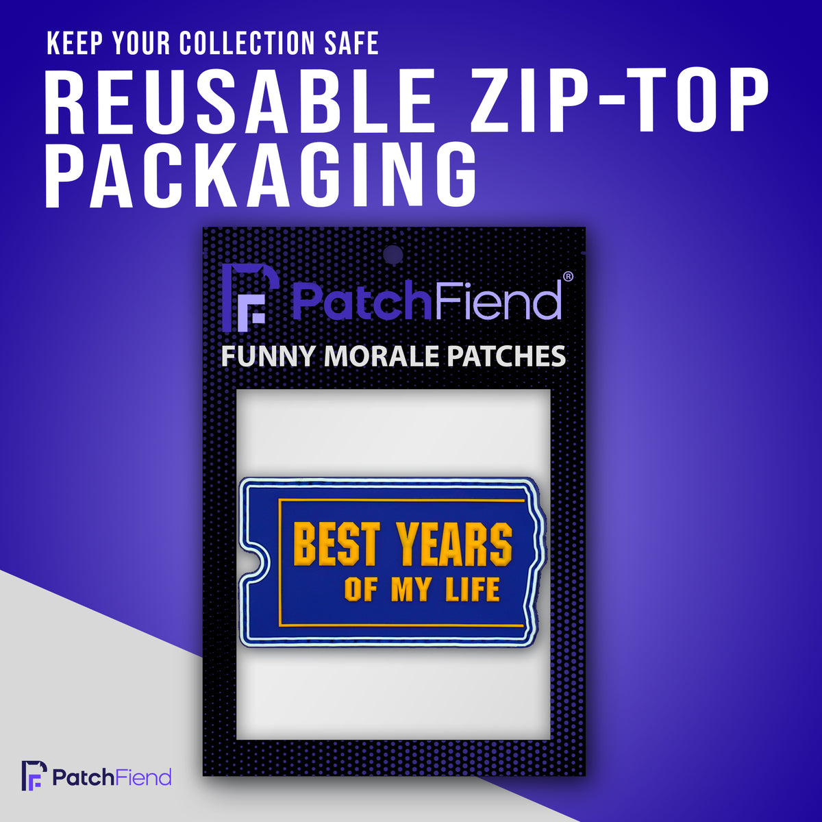 "Best Years of My Life" VHS Glow in the Dark PVC Morale Patch, in its packaging