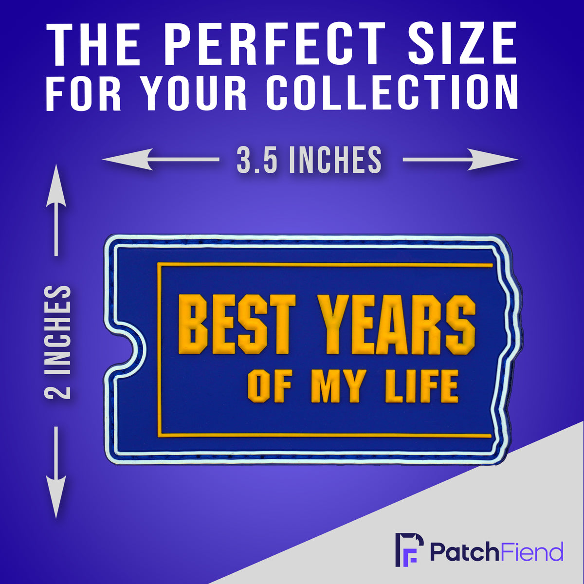 "Best Years of My Life" VHS Glow in the Dark PVC Morale Patch, size reference