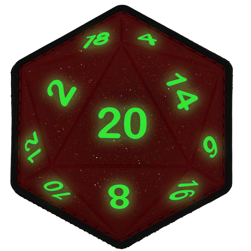 Sparkle SSR D20 Red 1st Edition glowing in the dark