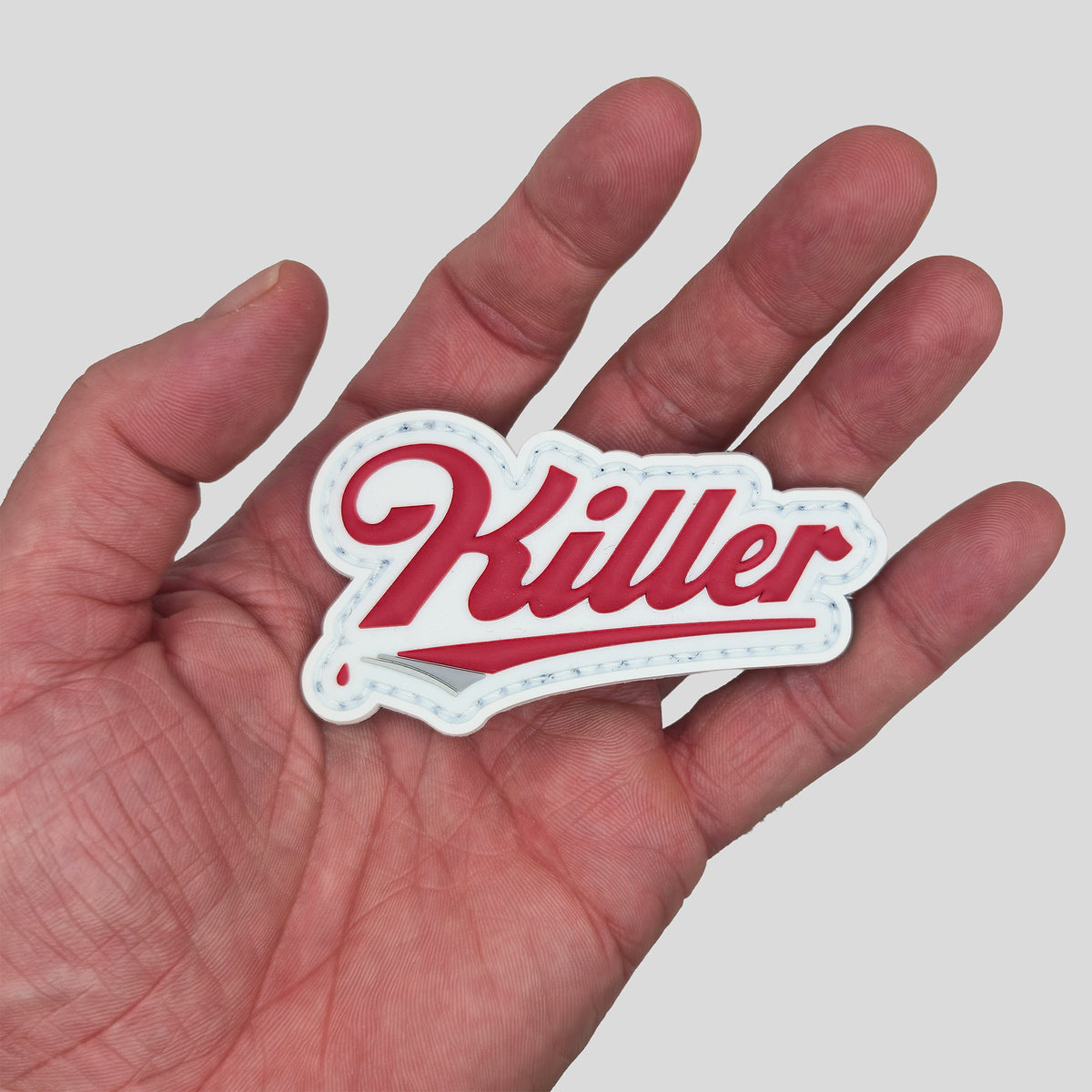 "It's Killer Time" PVC Morale Patch, in hand
