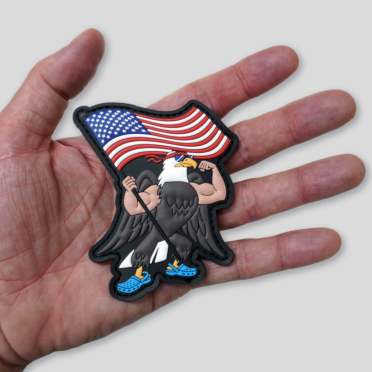 'Merican Eagle Freedom Flex PVC Morale Patch, in hand