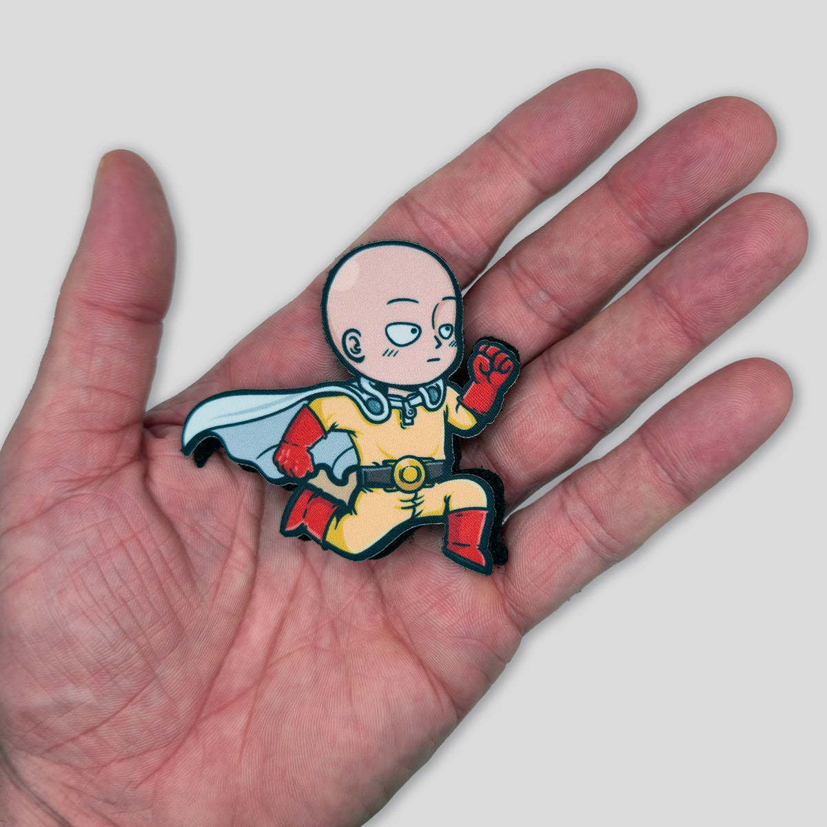 One Punch Caped Baldy Chibi Woven Morale Patch, photo 2