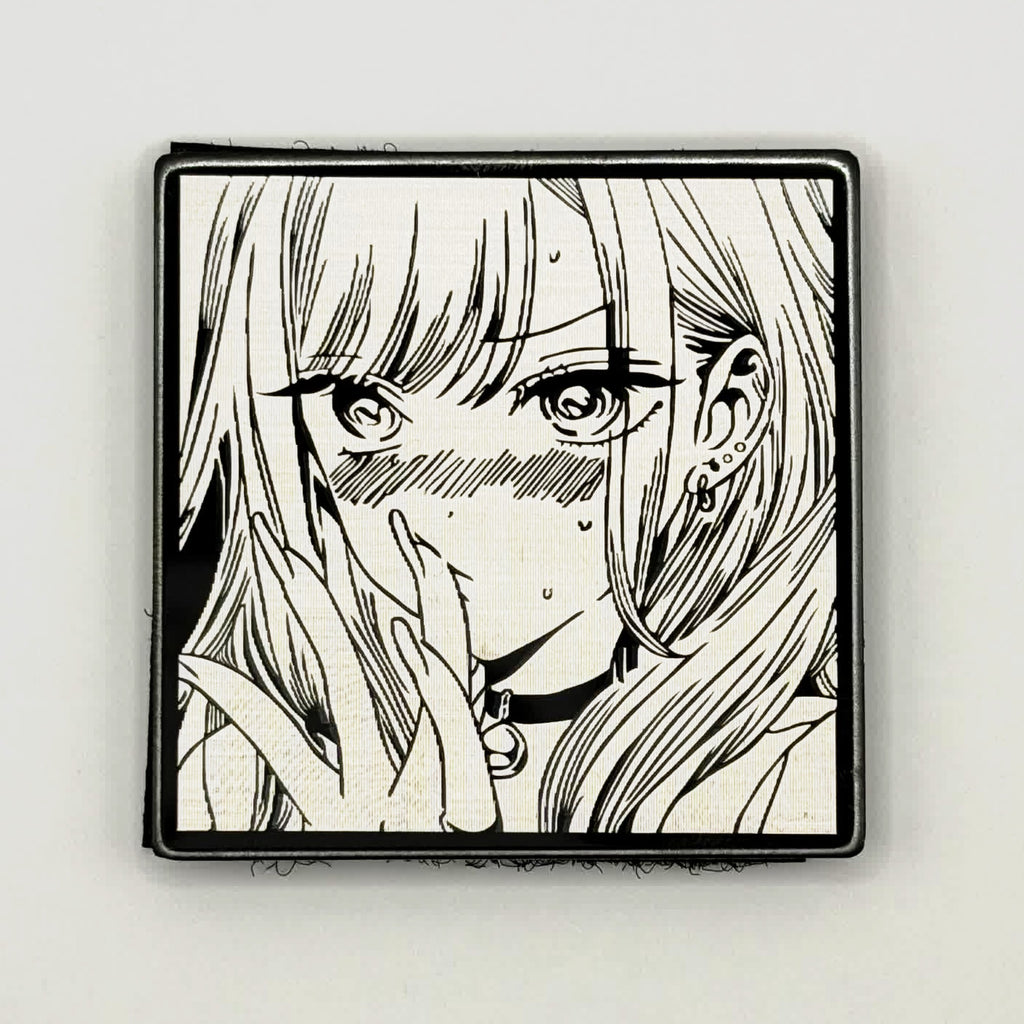 Manga panel girl with choker hard enamel metal patch by FOTB Patches
