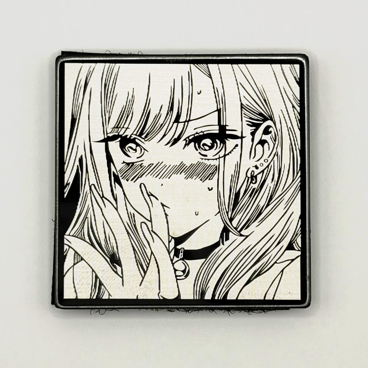 Manga panel girl with choker hard enamel metal patch by FOTB Patches