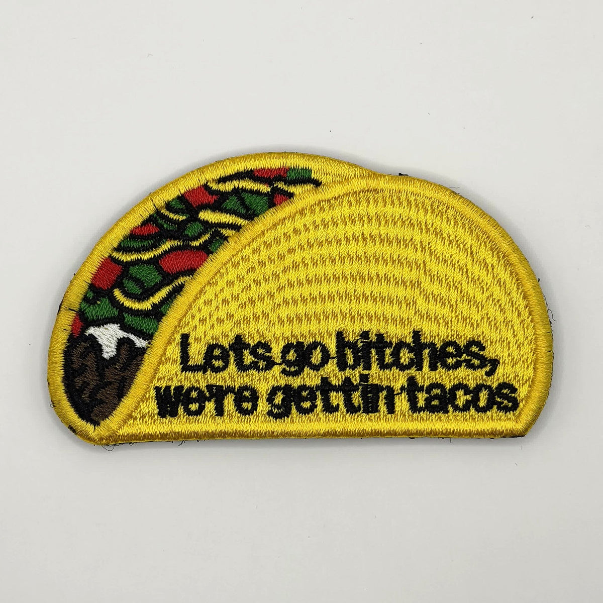 Let's Go We're Gettin Tacos embroidered taco patch by FOTB Patches