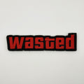 Wasted red block letters embroidered gaming patch by FOTB Patches
