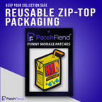 Hater Tears Juice Box PVC Morale Patch, in its packaging