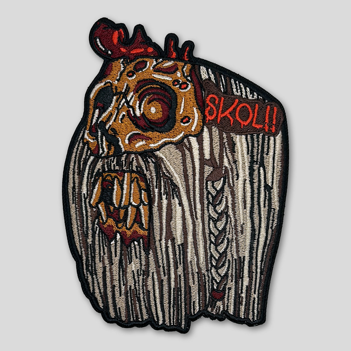 XL Viking Skull SKOL Embroidered Morale Patch by Mojo Tactical