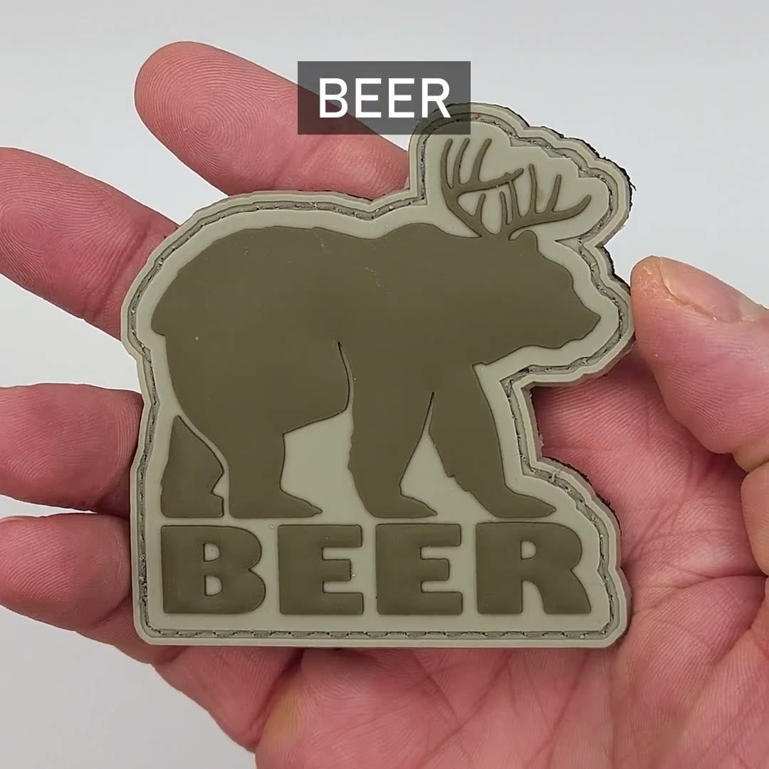 Mythical "BEER" Bear Deer Creature PVC Morale Patch video