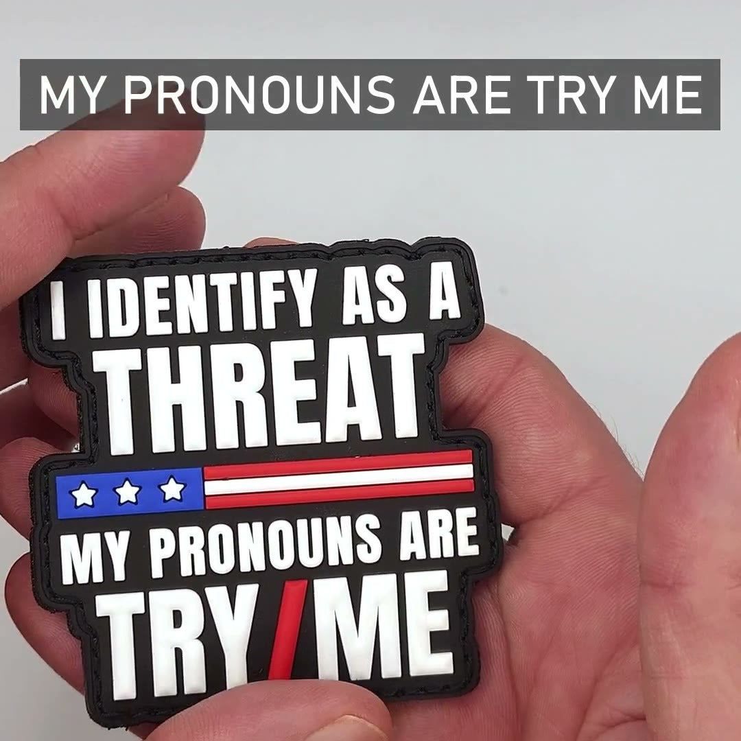 Try/Me Pronouns PVC Morale Patch video