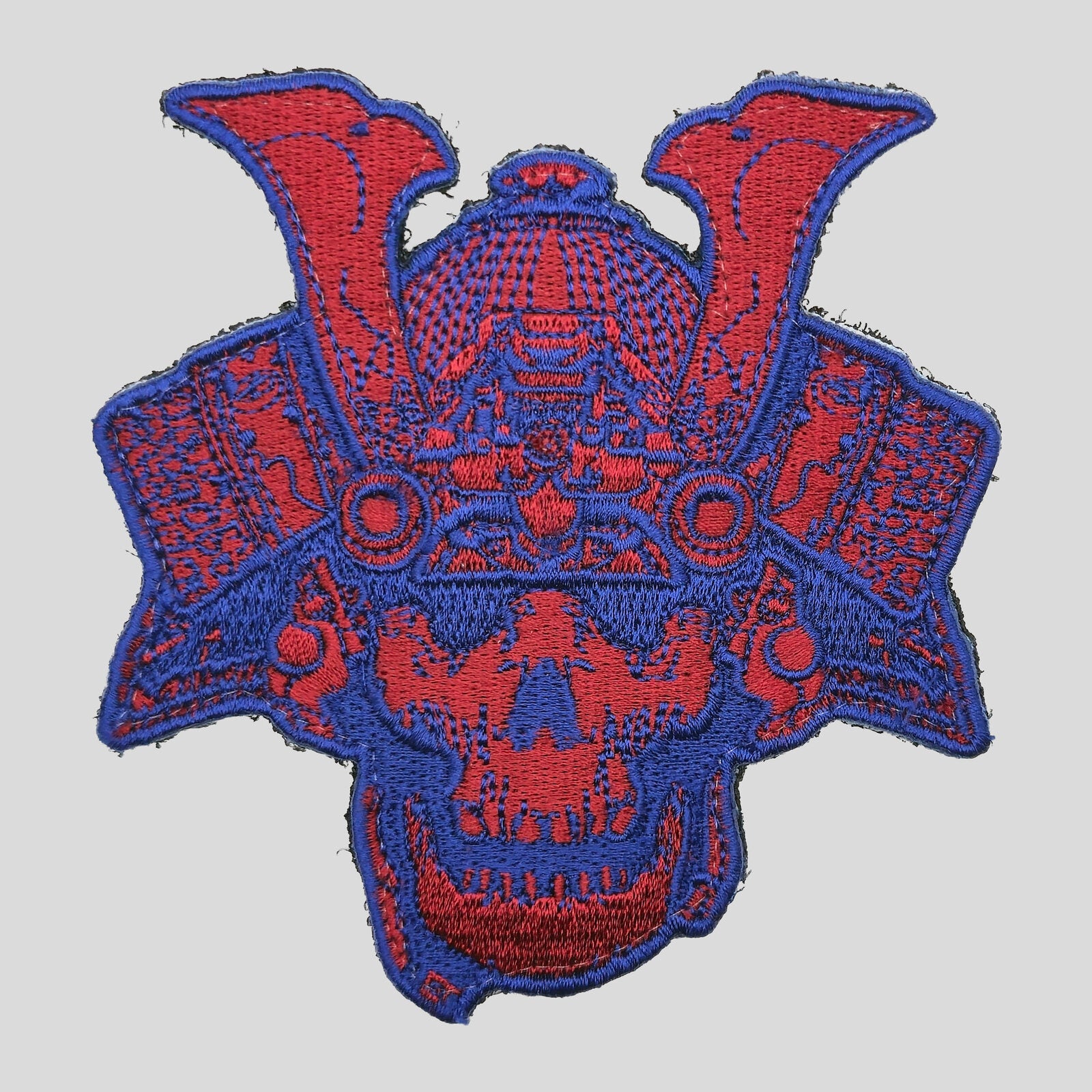 Samurai skull mask patch blue and red by Tactical Hostyle