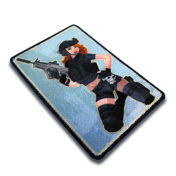"Jess" -  The Redhead Black Ops Modern Pin-up Girl Embroidery Morale Patch