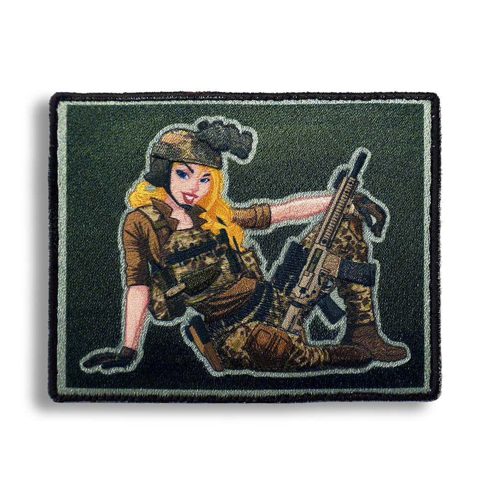 Sam Blonde Navy SEAL Modern Pinup Girl Embroidery Morale Patch